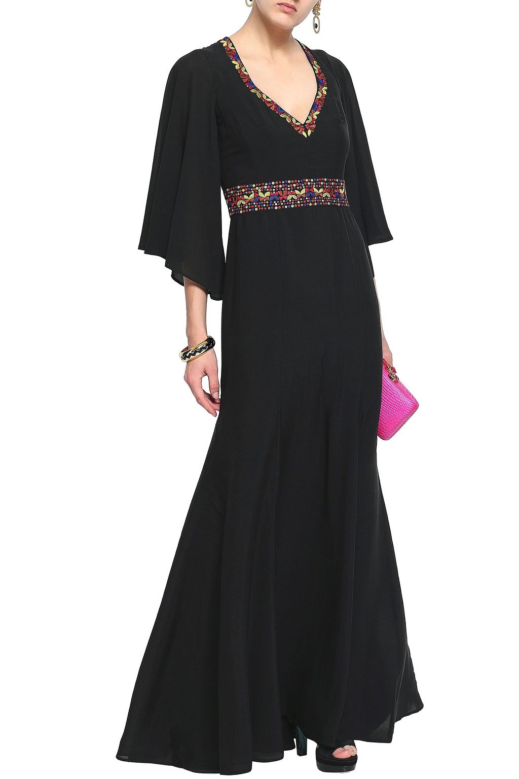 ETRO Open-back embellished silk crepe de chine gown
