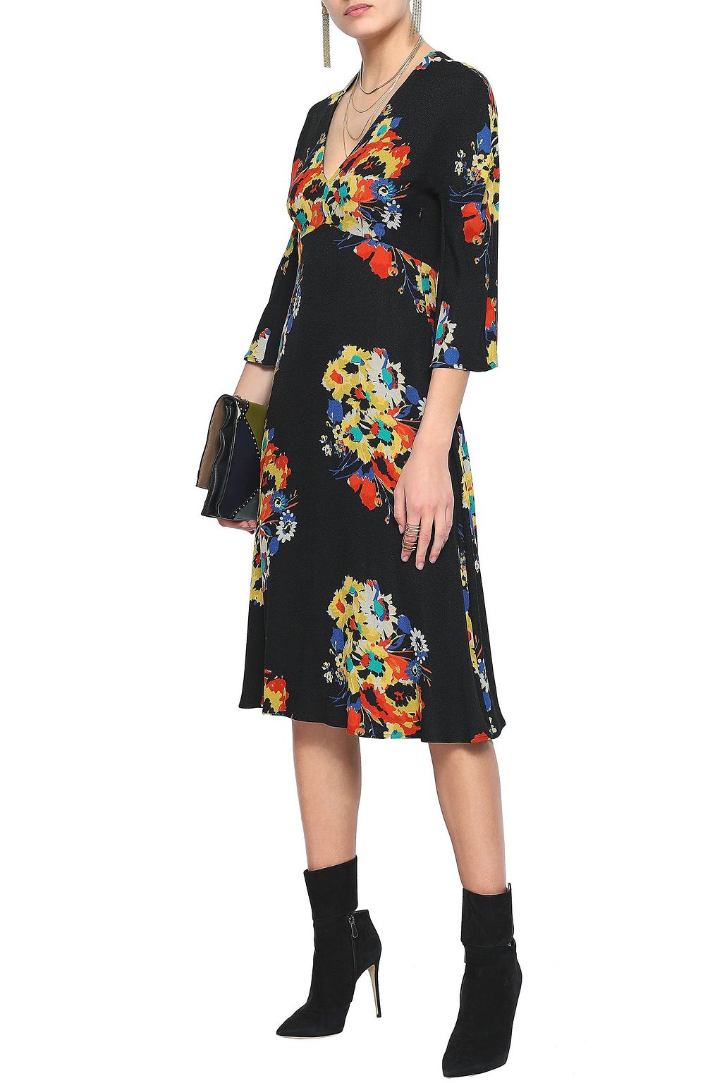 ETRO Fluted floral-print crepe dress
