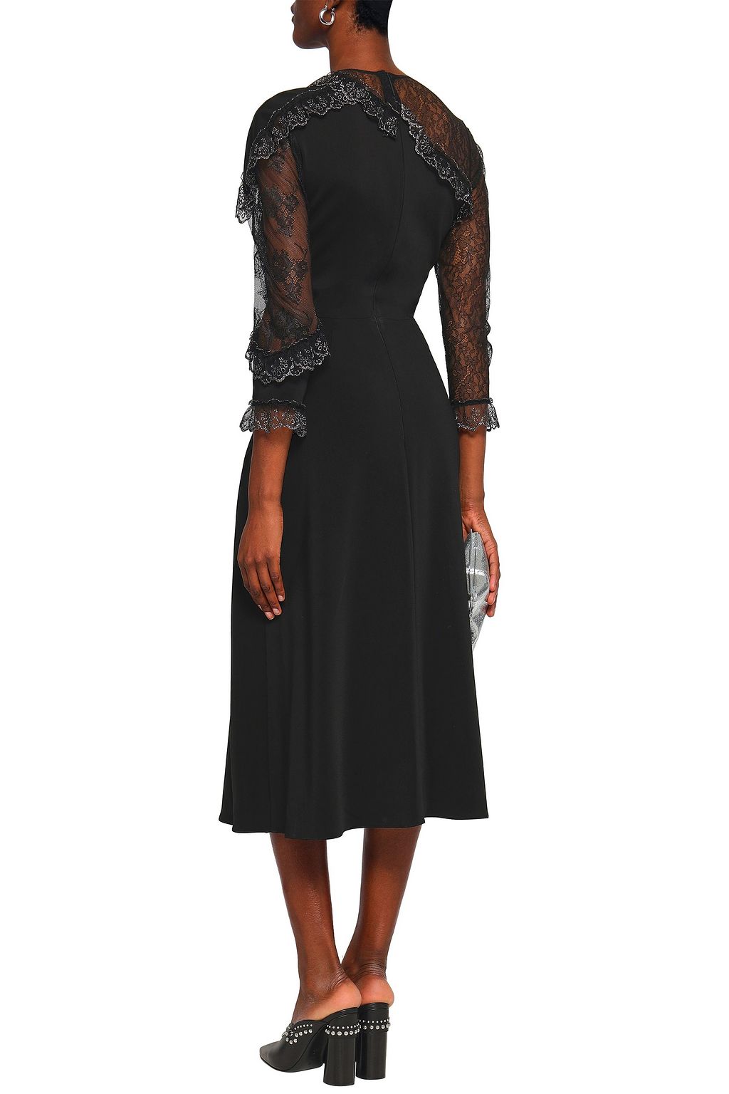 CHRISTOPHER KANE Lace-paneled crepe midi dress