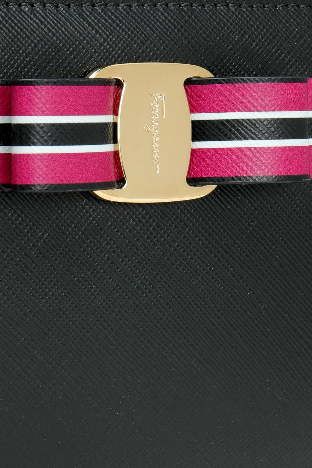 FERRAGAMO Bow-embellished striped leather wallet