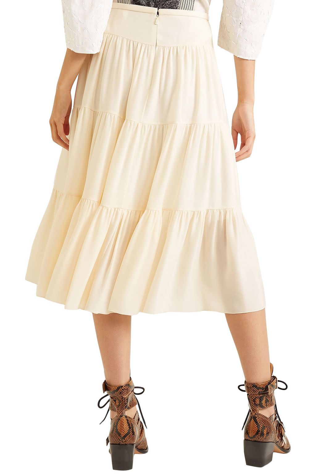 CHLOÉ Tiered crepe midi skirt