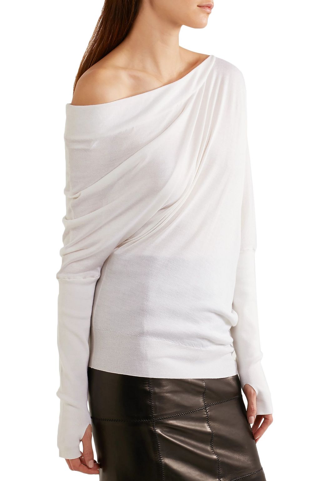 TOM FORD One-shoulder cashmere and silk-blend sweater