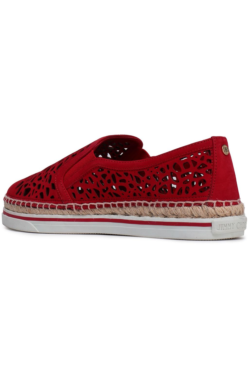 JIMMY CHOO Dawn laser-cut nubuck espadrilles