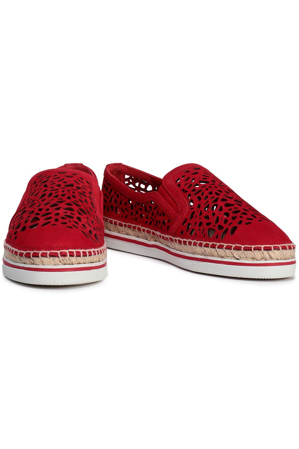 JIMMY CHOO Dawn laser-cut nubuck espadrilles