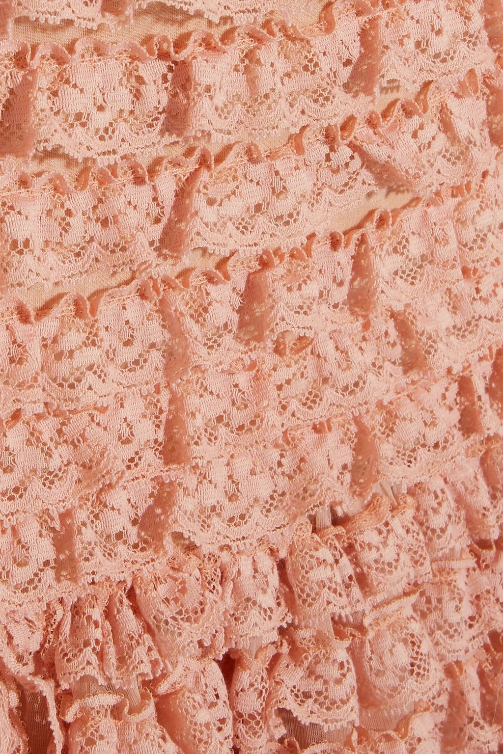CHLOÉ Ruffled lace-appliquéd silk-organza midi skirt