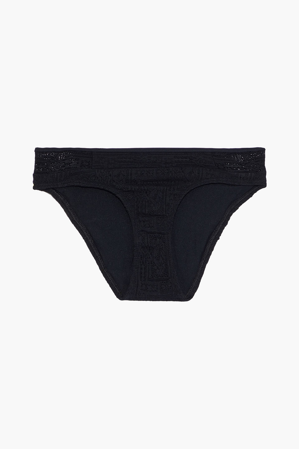 Jets Australia By Jessika Allen Woman Crochet-trimmed Low-rise Bikini Briefs Black Size 8