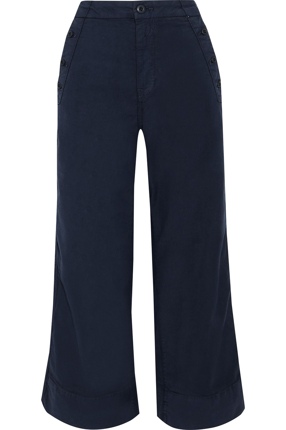 joie - adolphine cropped cotton-blend twill straight-leg pants - blue - 32