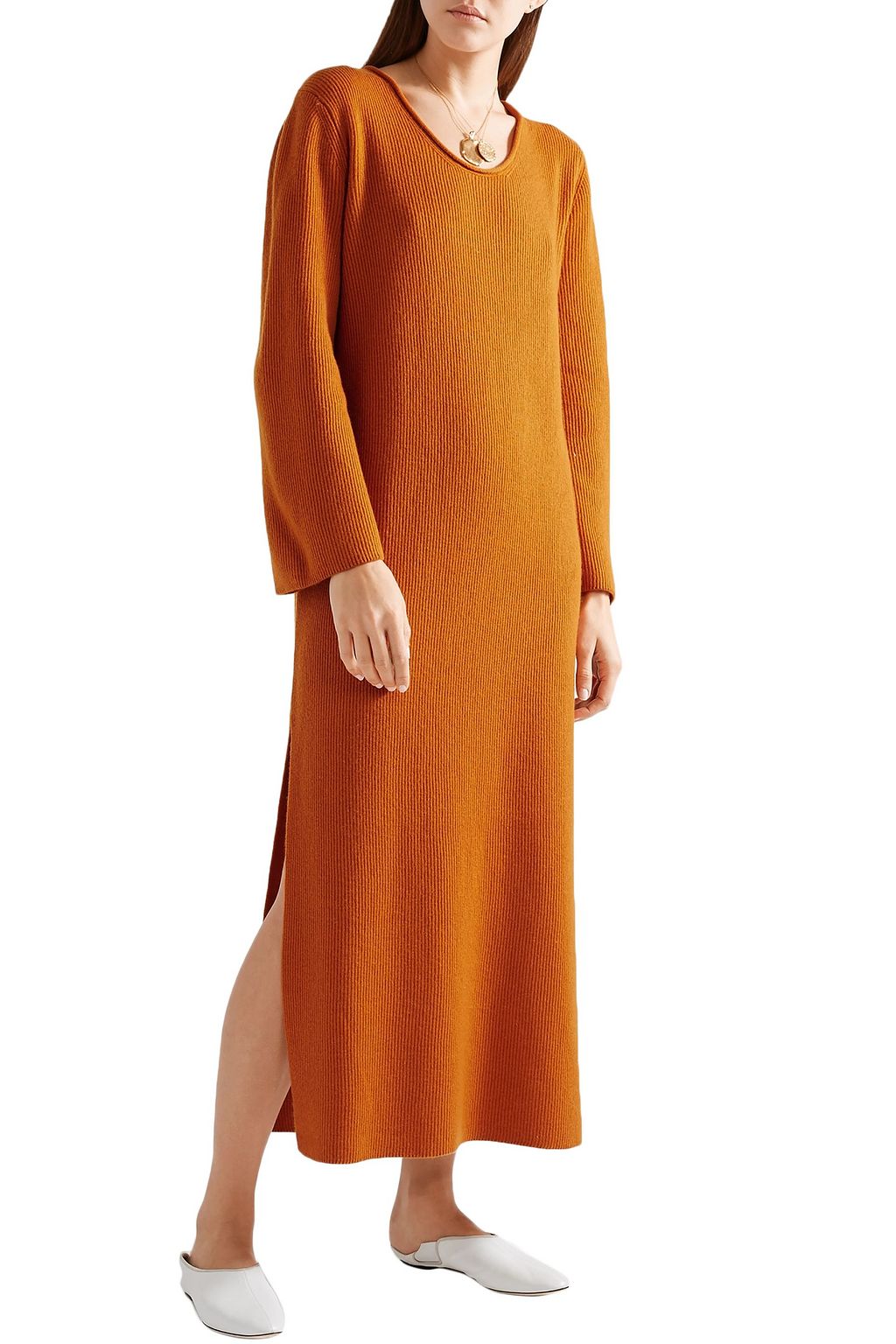 THE ROW Tirrie ribbed cashmere midi dress