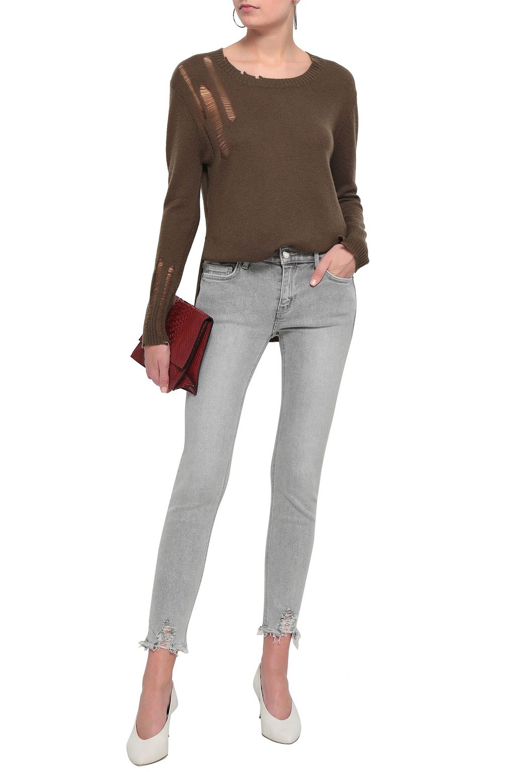 CURRENT/ELLIOTT Distressed mid-rise skinny jeans