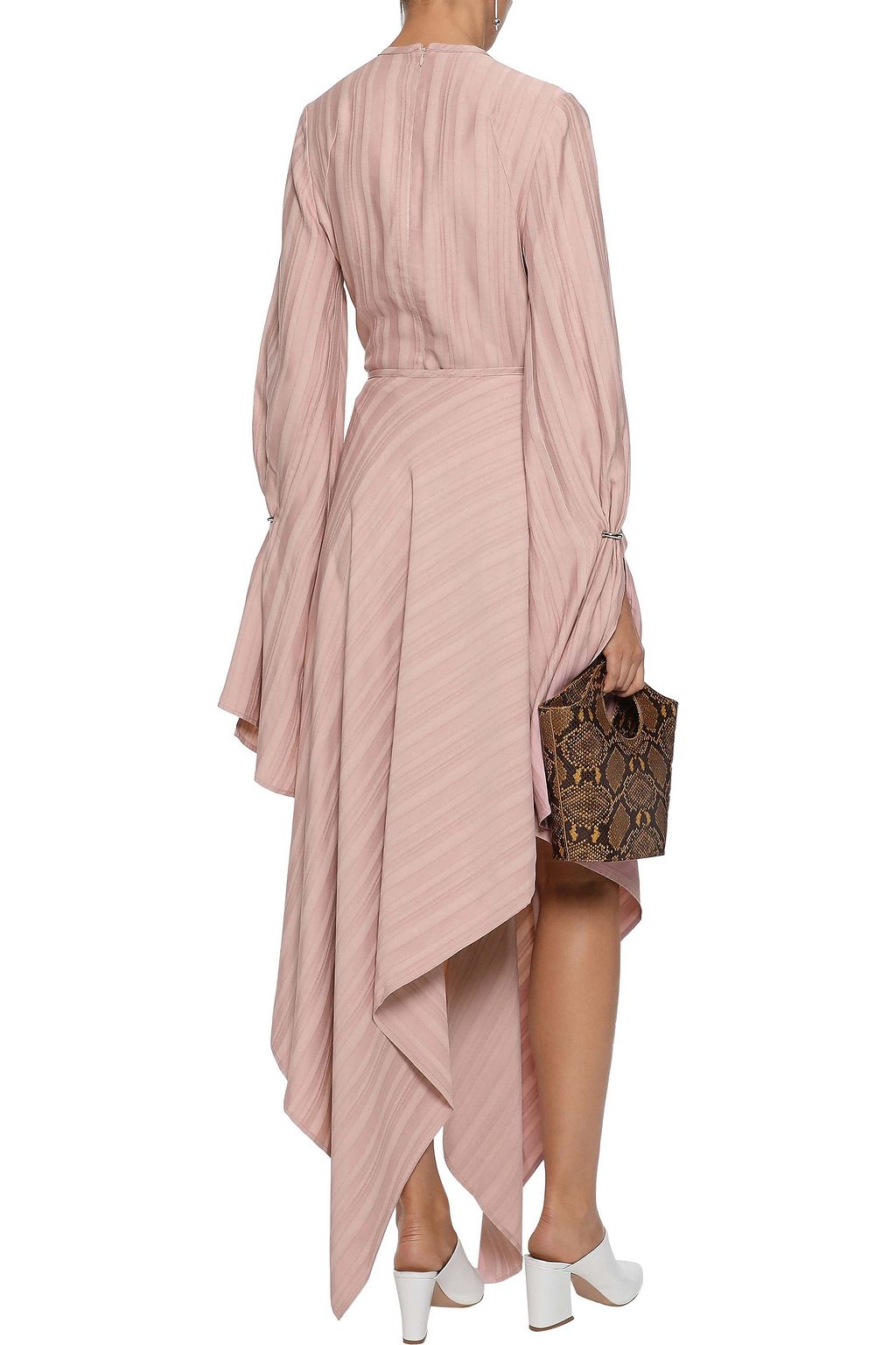 SID NEIGUM Asymmetric striped satin-jacquard midi skirt