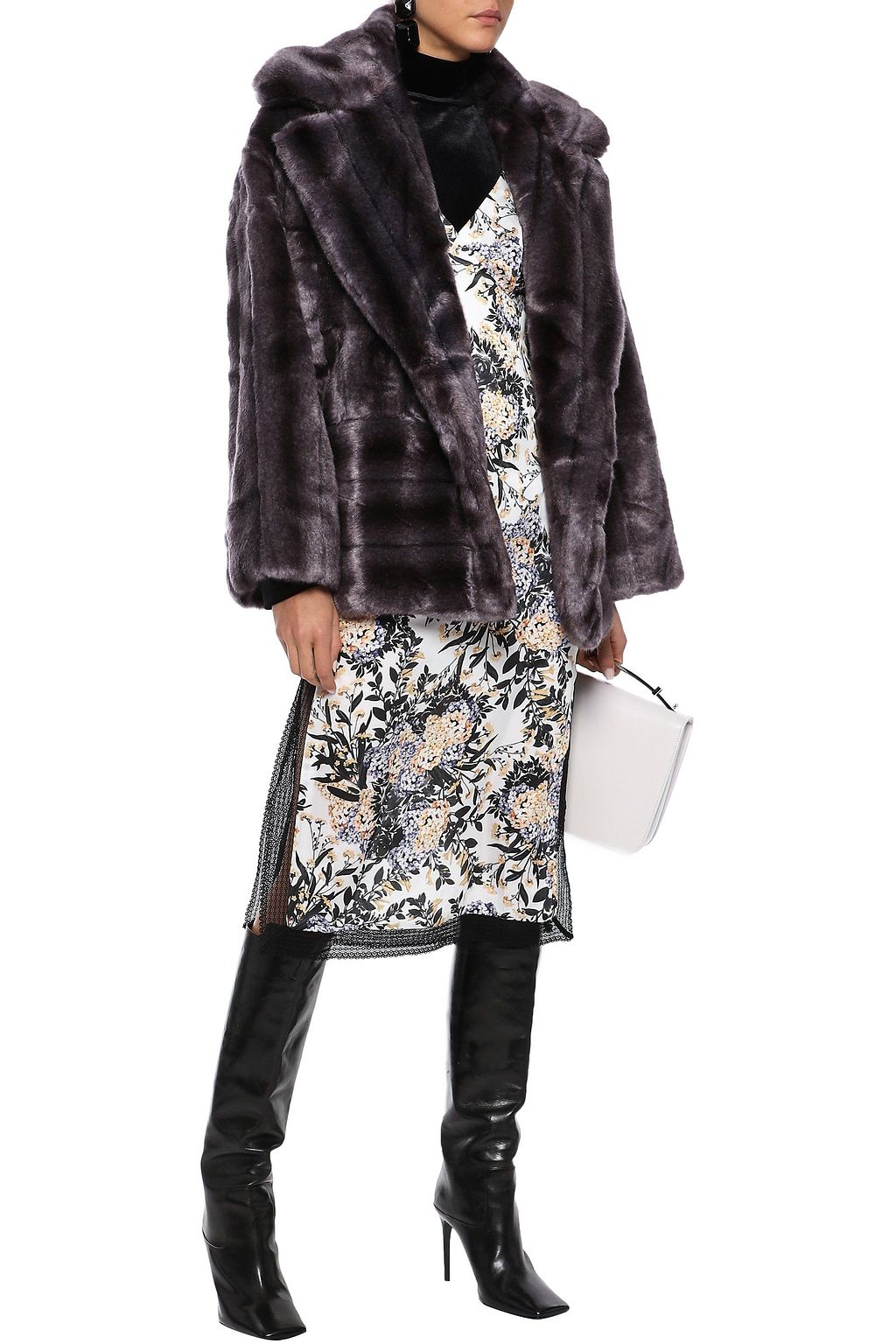 GOEN.J Quilted faux fur coat