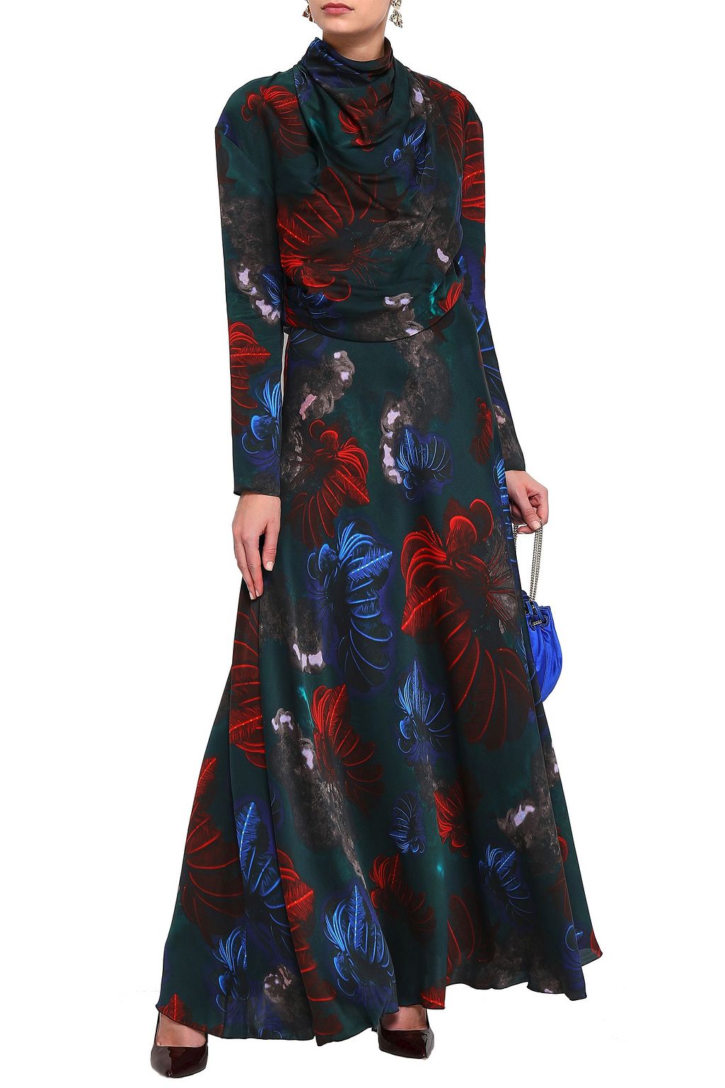 VIONNET Floral-print silk-satin maxi dress