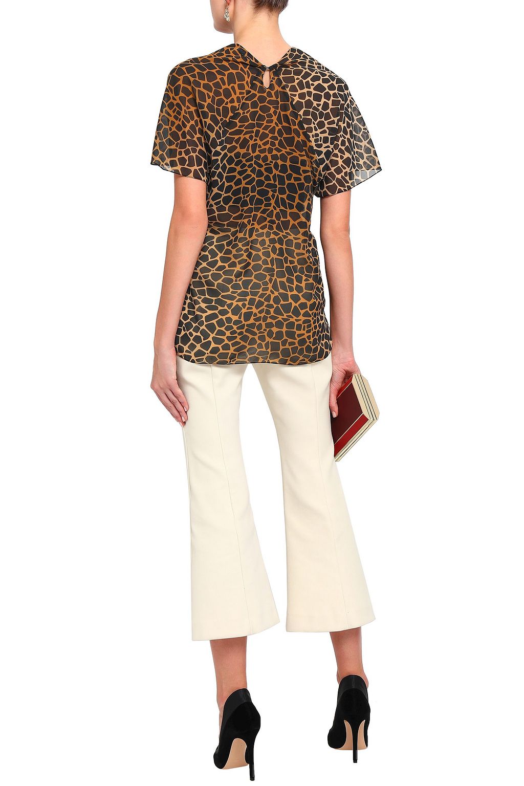 VIONNET Leopard-print silk-voile top