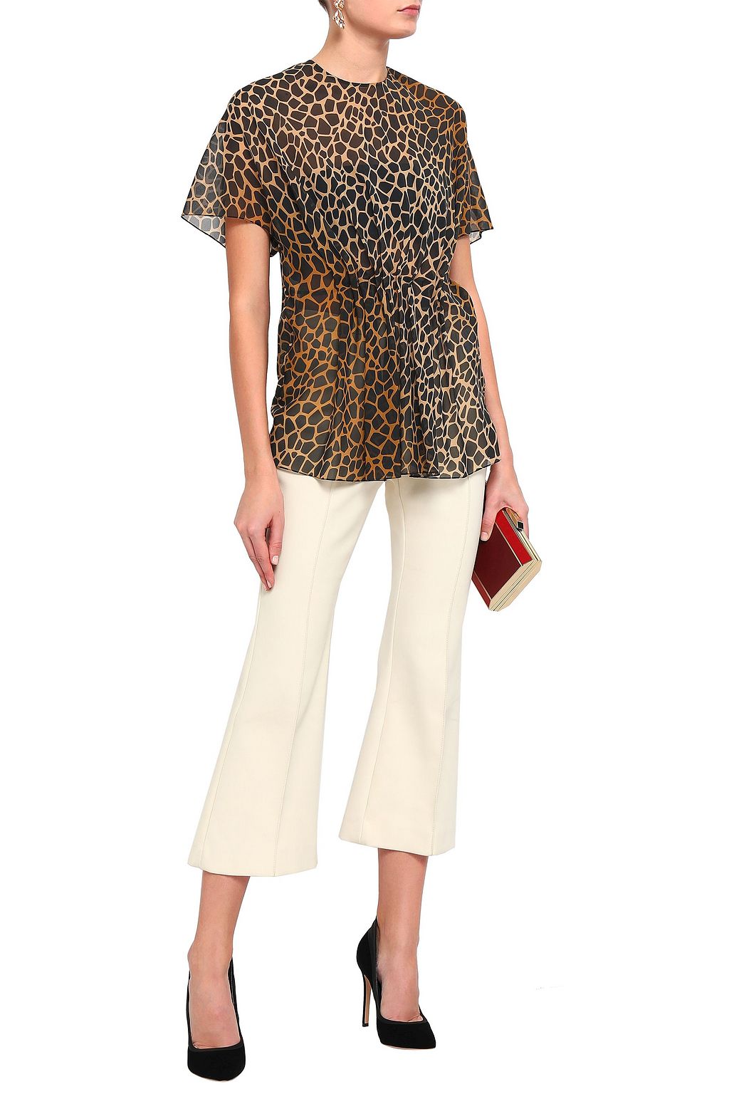 VIONNET Leopard-print silk-voile top
