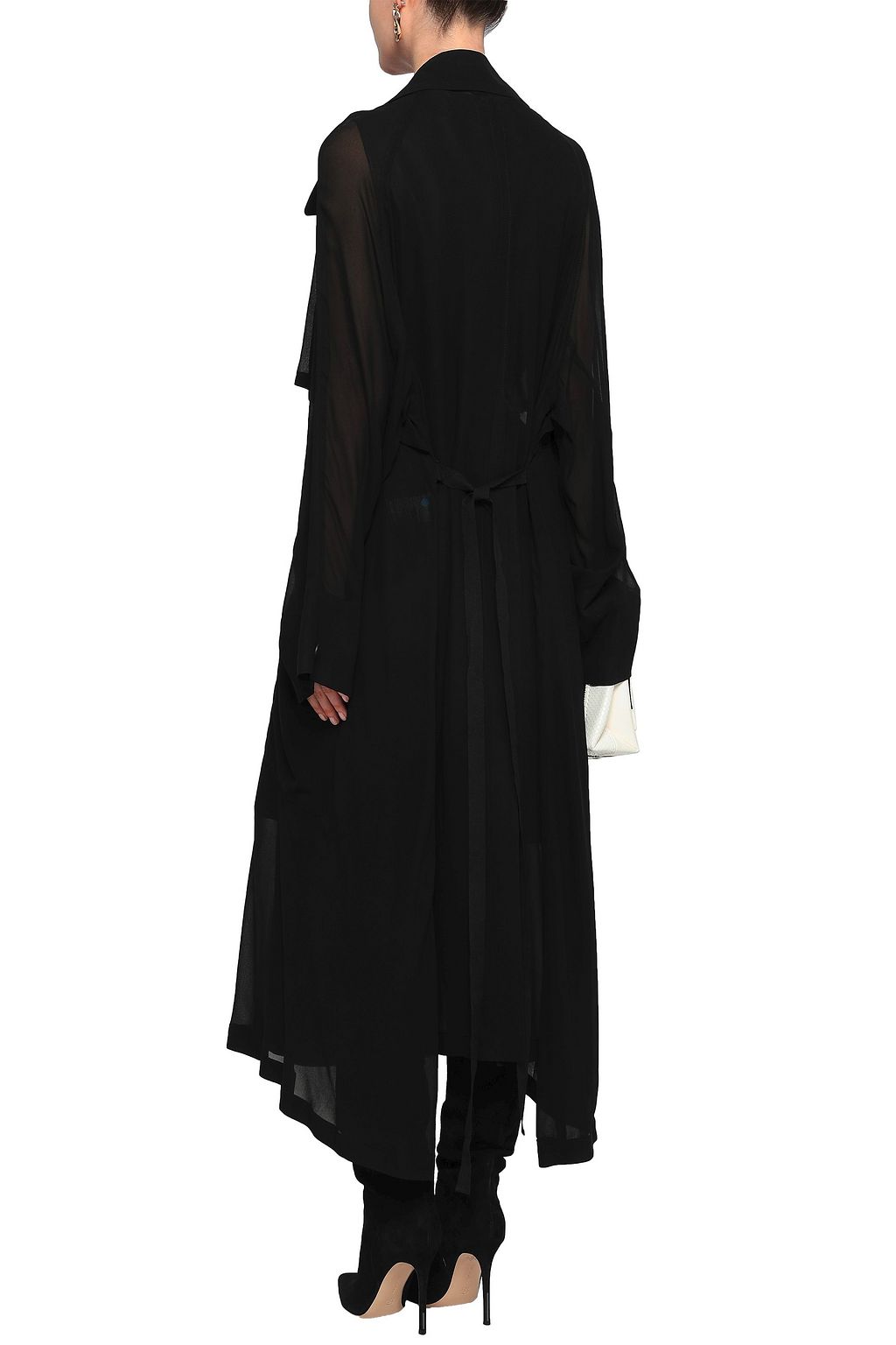 ANN DEMEULEMEESTER معطف واقٍ من المطر من قماش جورجيت بأزرار مزدوجة