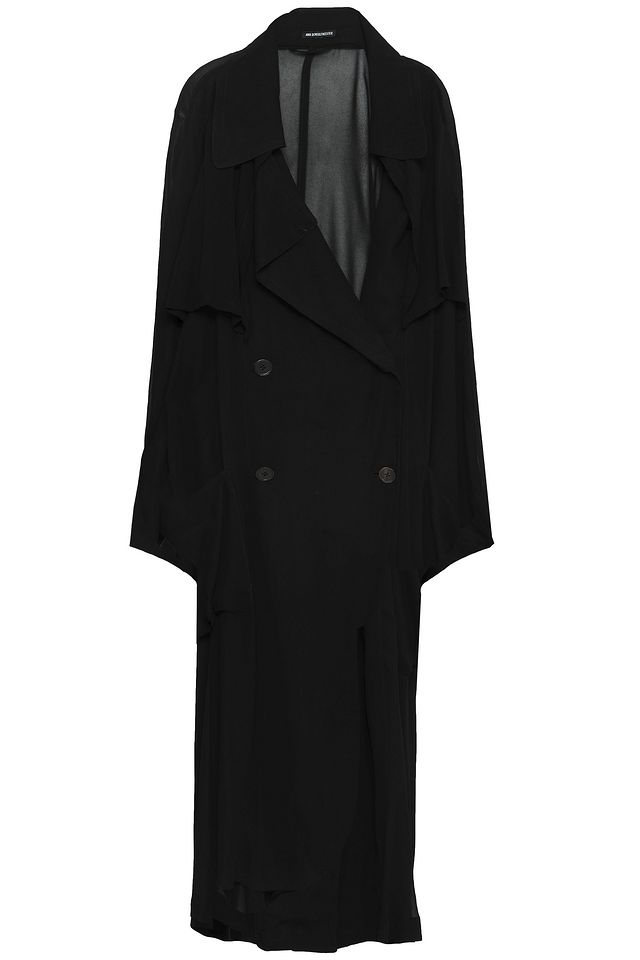 Double-breasted georgette trench coat