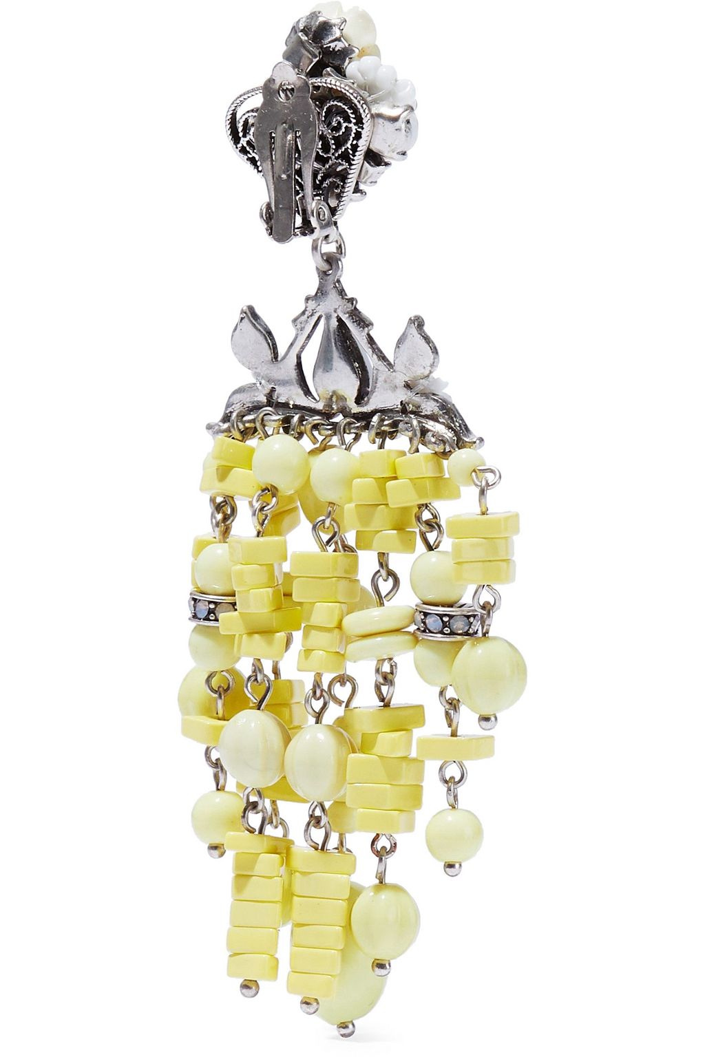 DANNIJO Lionel silver-plated, bead and crystal clip earrings