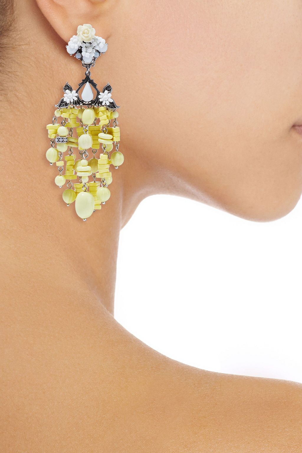 DANNIJO Lionel silver-plated, bead and crystal clip earrings