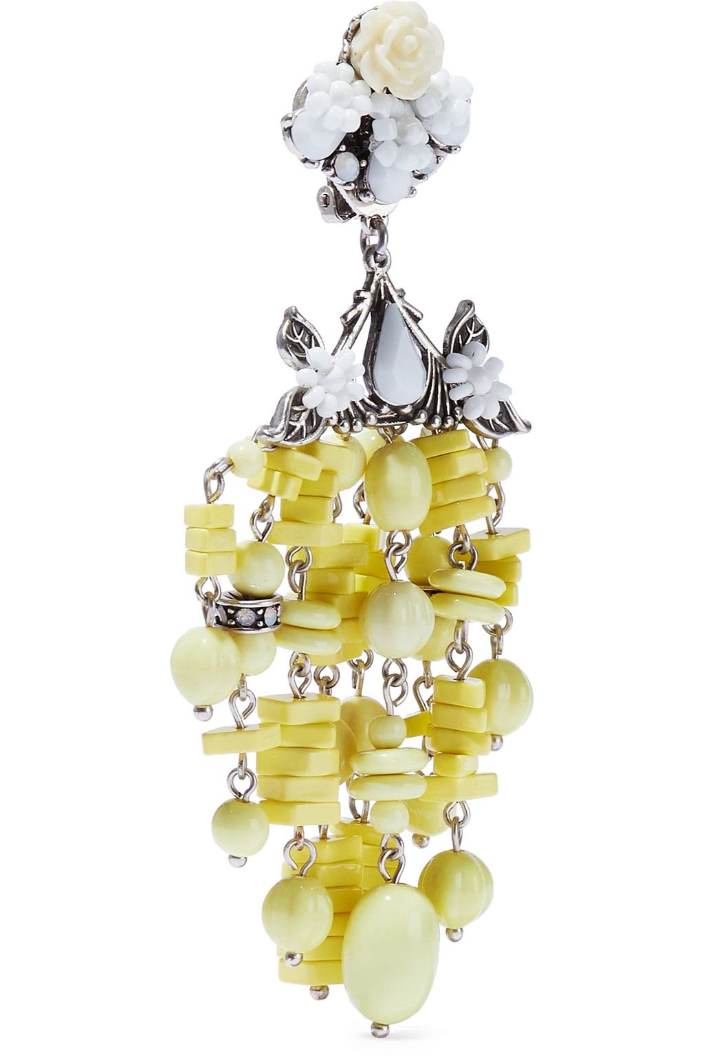 DANNIJO Lionel silver-plated, bead and crystal clip earrings