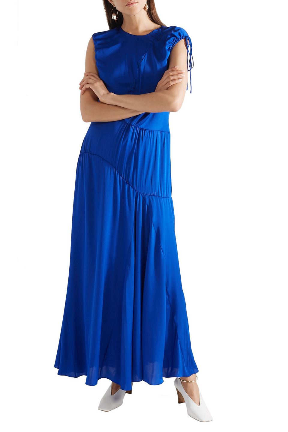  Ellery - Maxikleid Aus Stretch-seide Mit Raffungen - Blau - Uk 4 