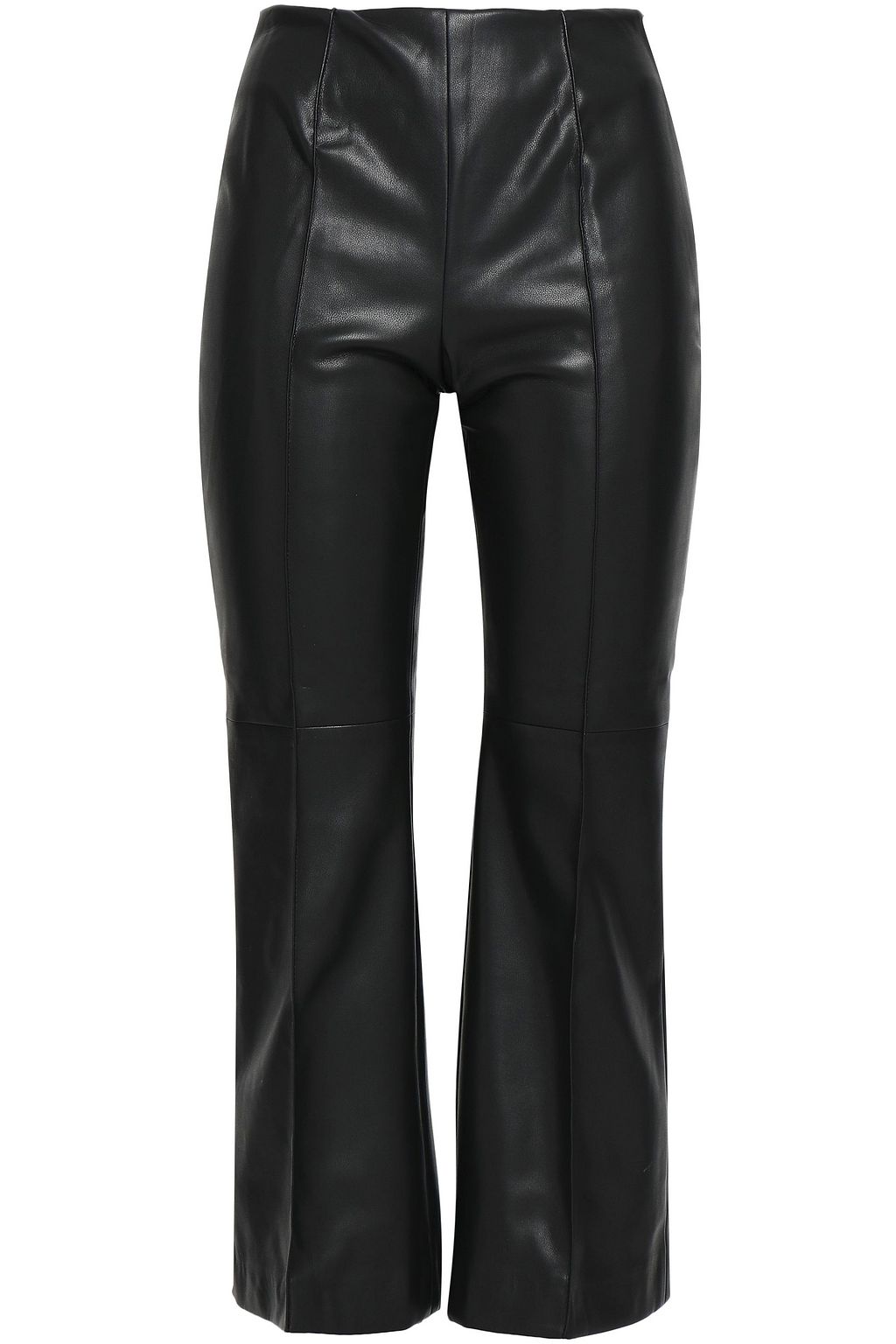 faux leather kick flare trousers