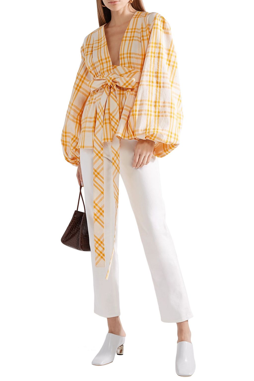 ROSIE ASSOULIN Checked cotton top