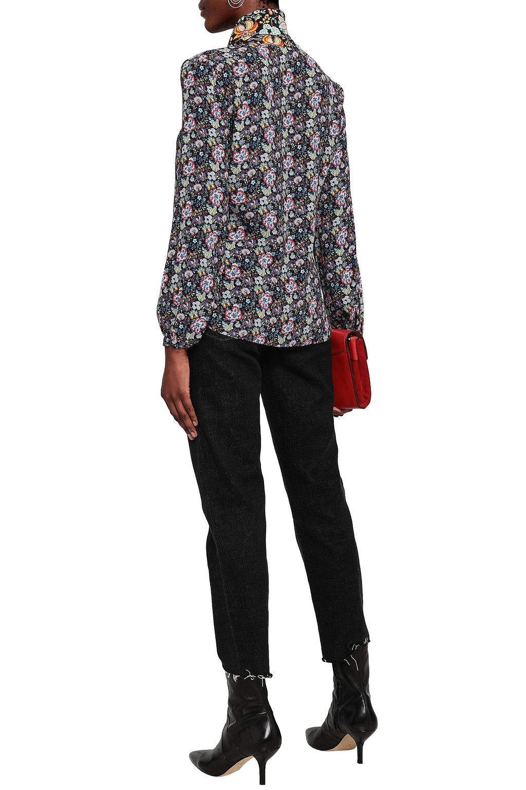 FRAME Floral-print crepe blouse