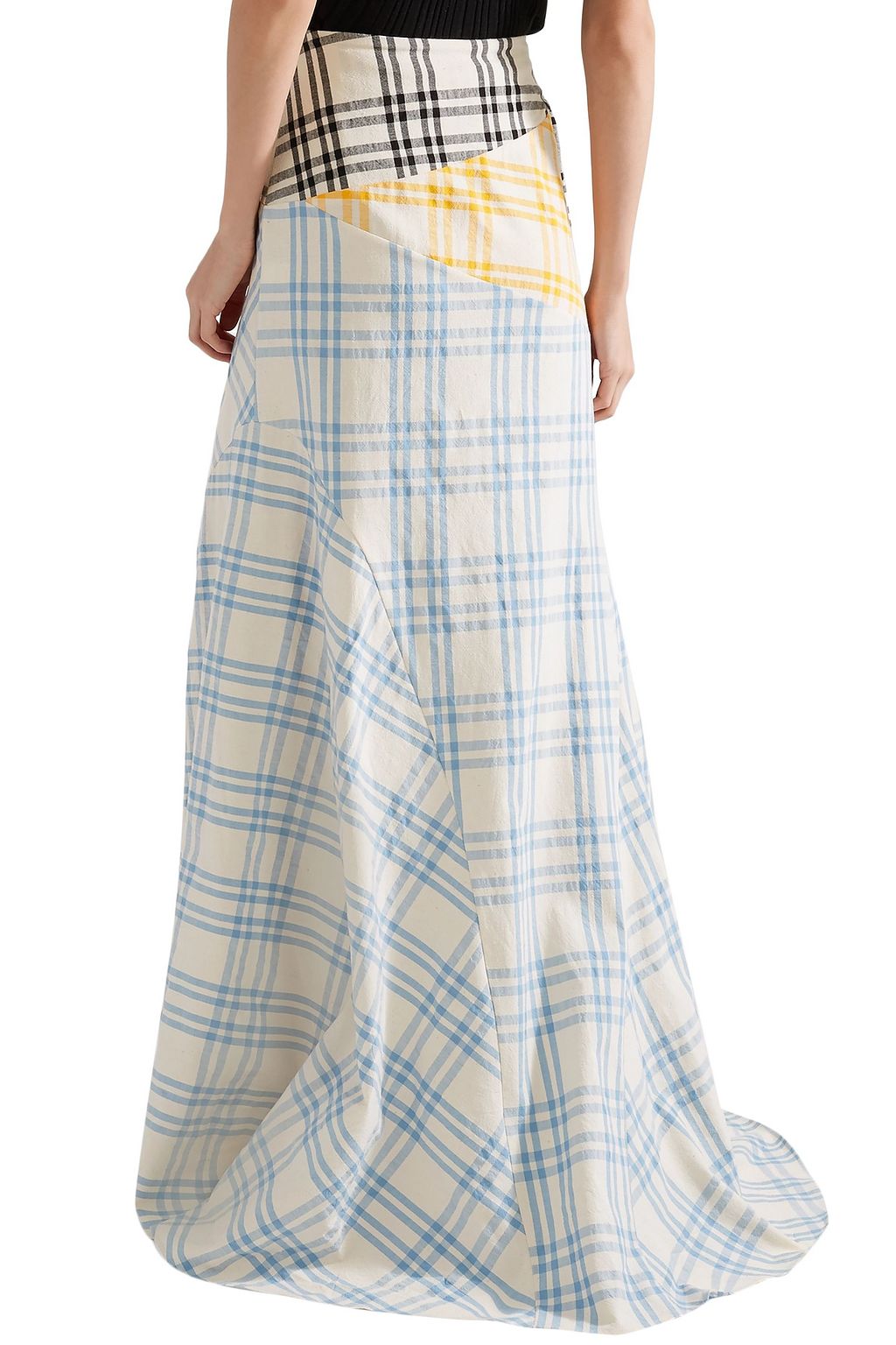 ROSIE ASSOULIN Cut And Paste paneled checked cotton maxi skirt