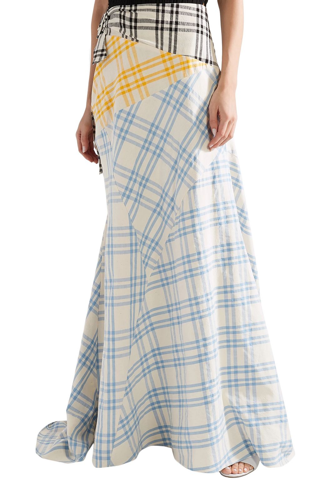 ROSIE ASSOULIN Cut And Paste paneled checked cotton maxi skirt