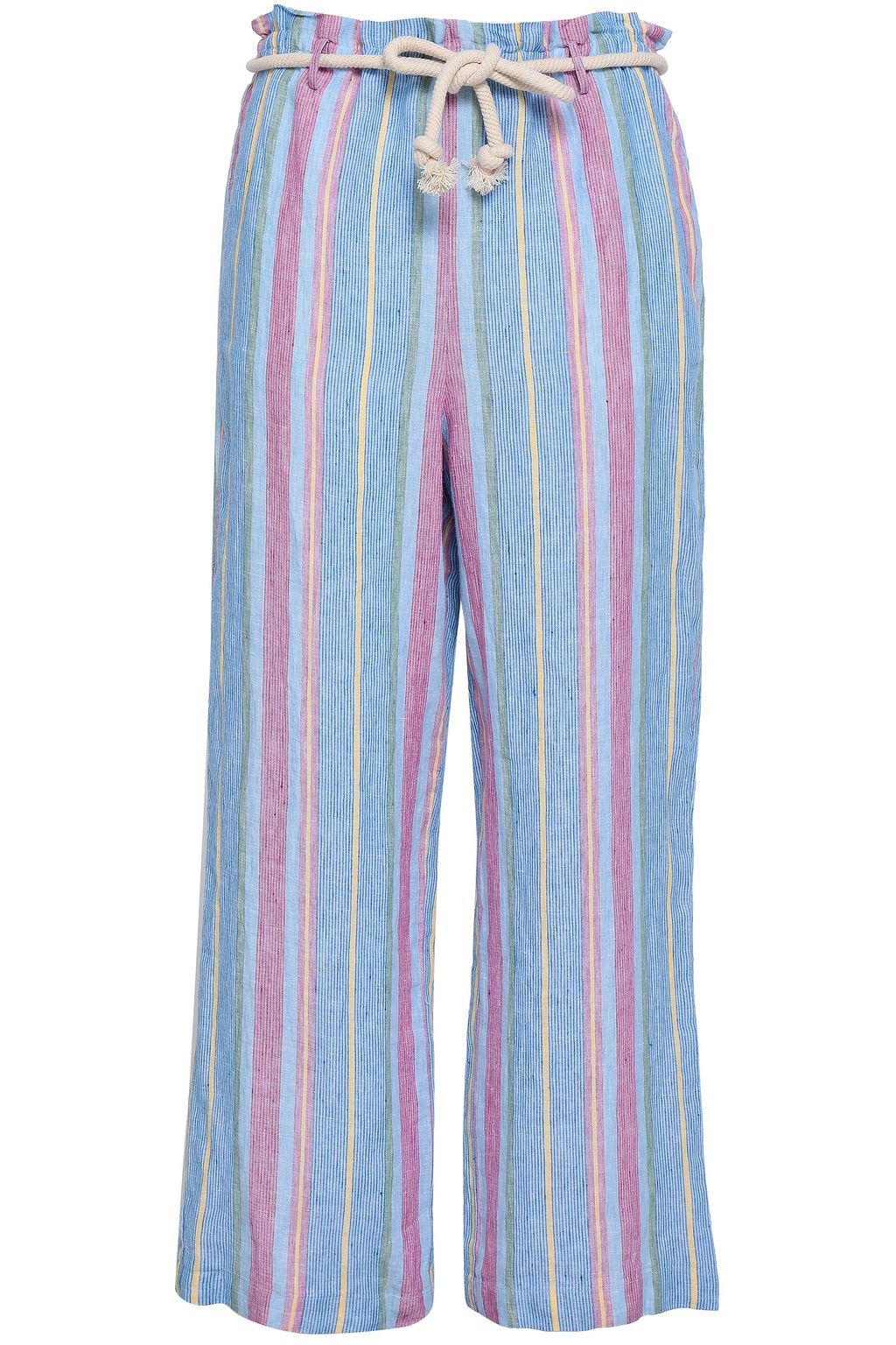 striped linen wide leg pants