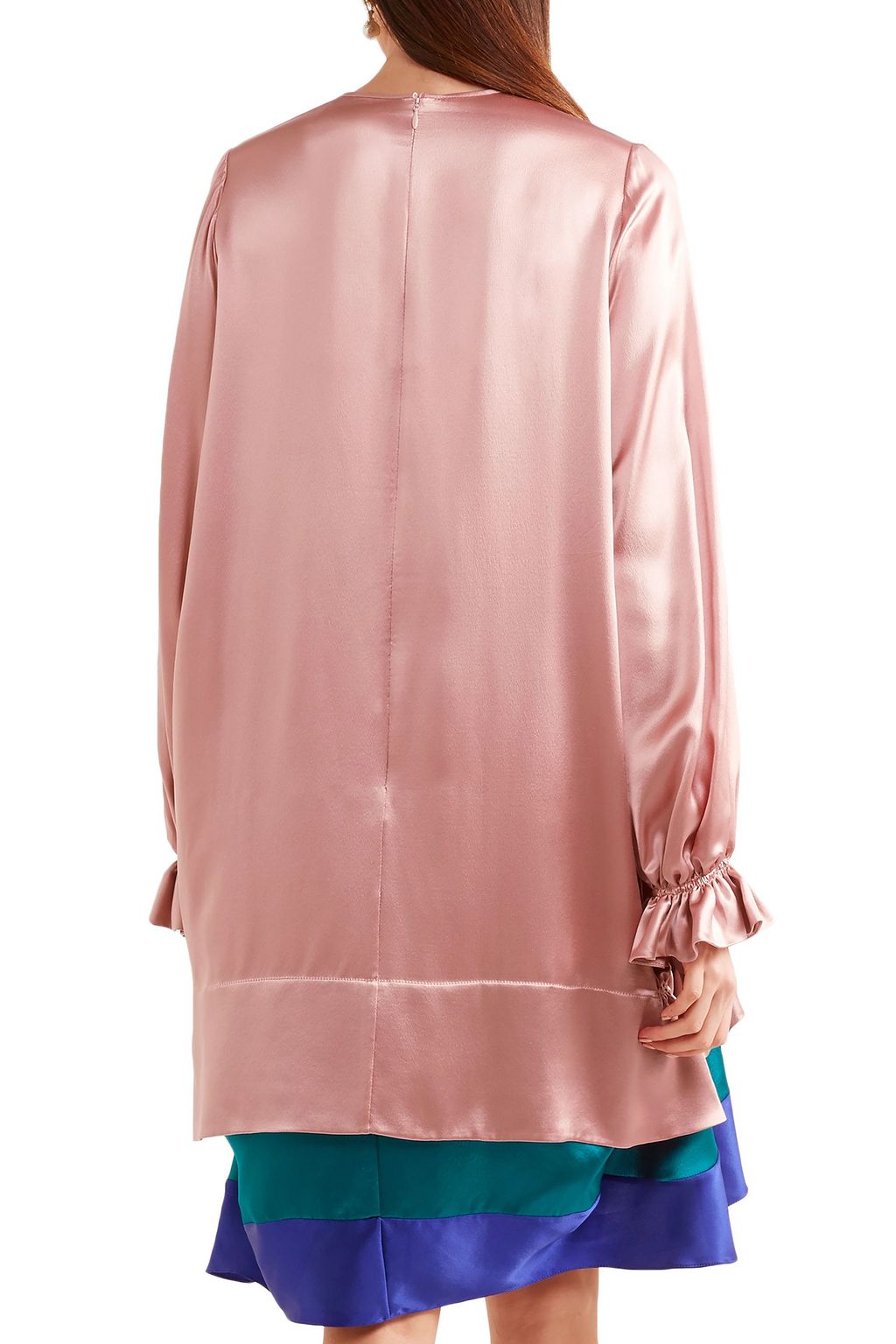 ROKSANDA Tiered color-block silk-satin mini dress