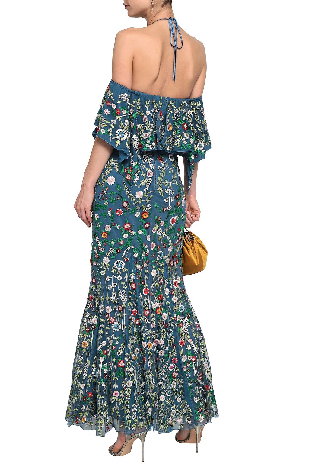 retrofête olivia embellished tulle halterneck gown