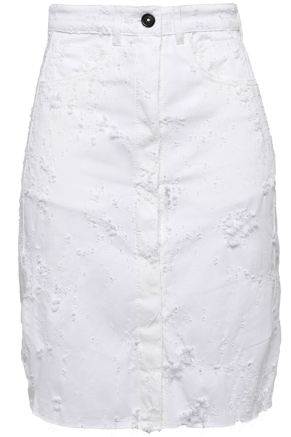 white distressed denim skirt