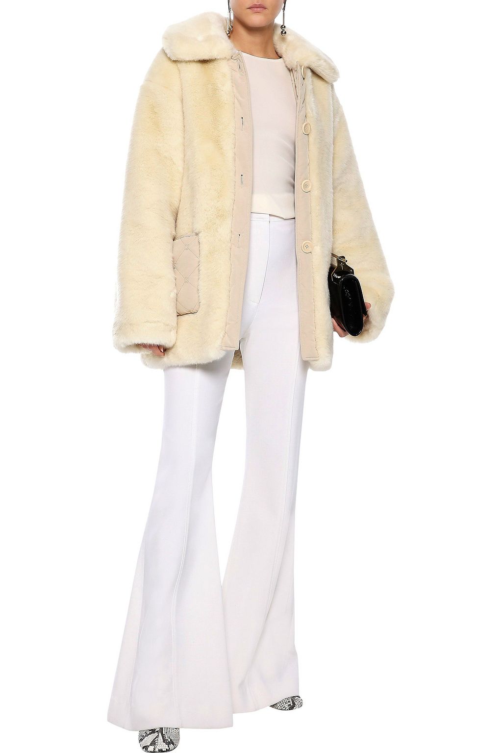 GOEN.J Quilted shell-trimmed faux fur coat