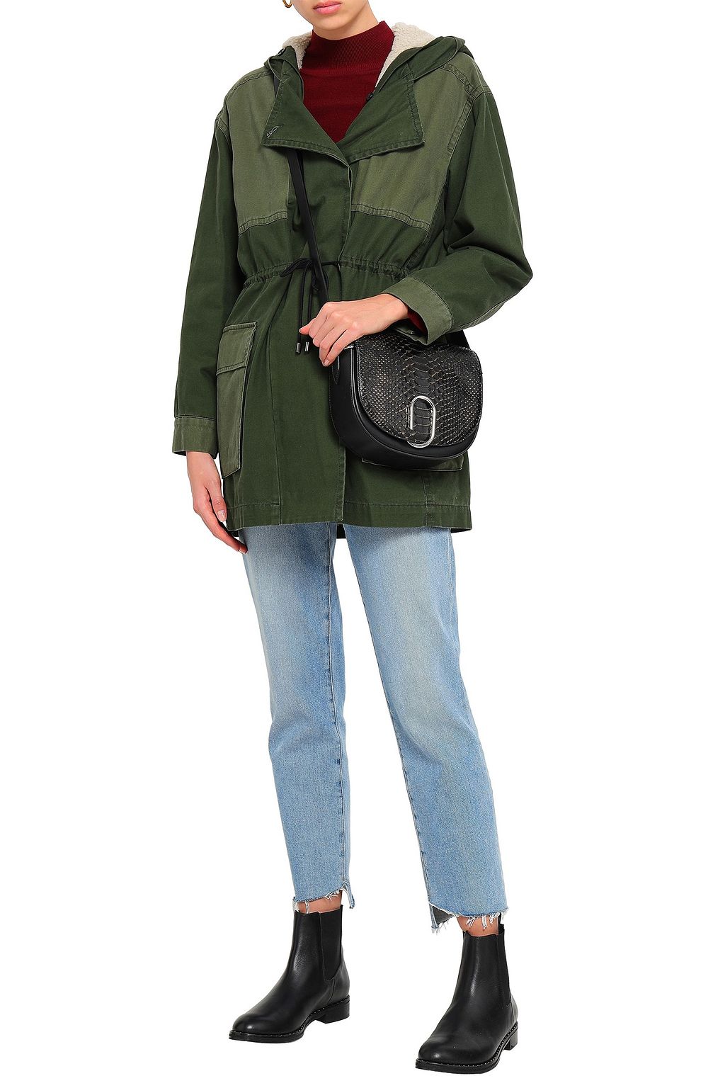 BA&SH Paolo paneled canvas hooded jacket