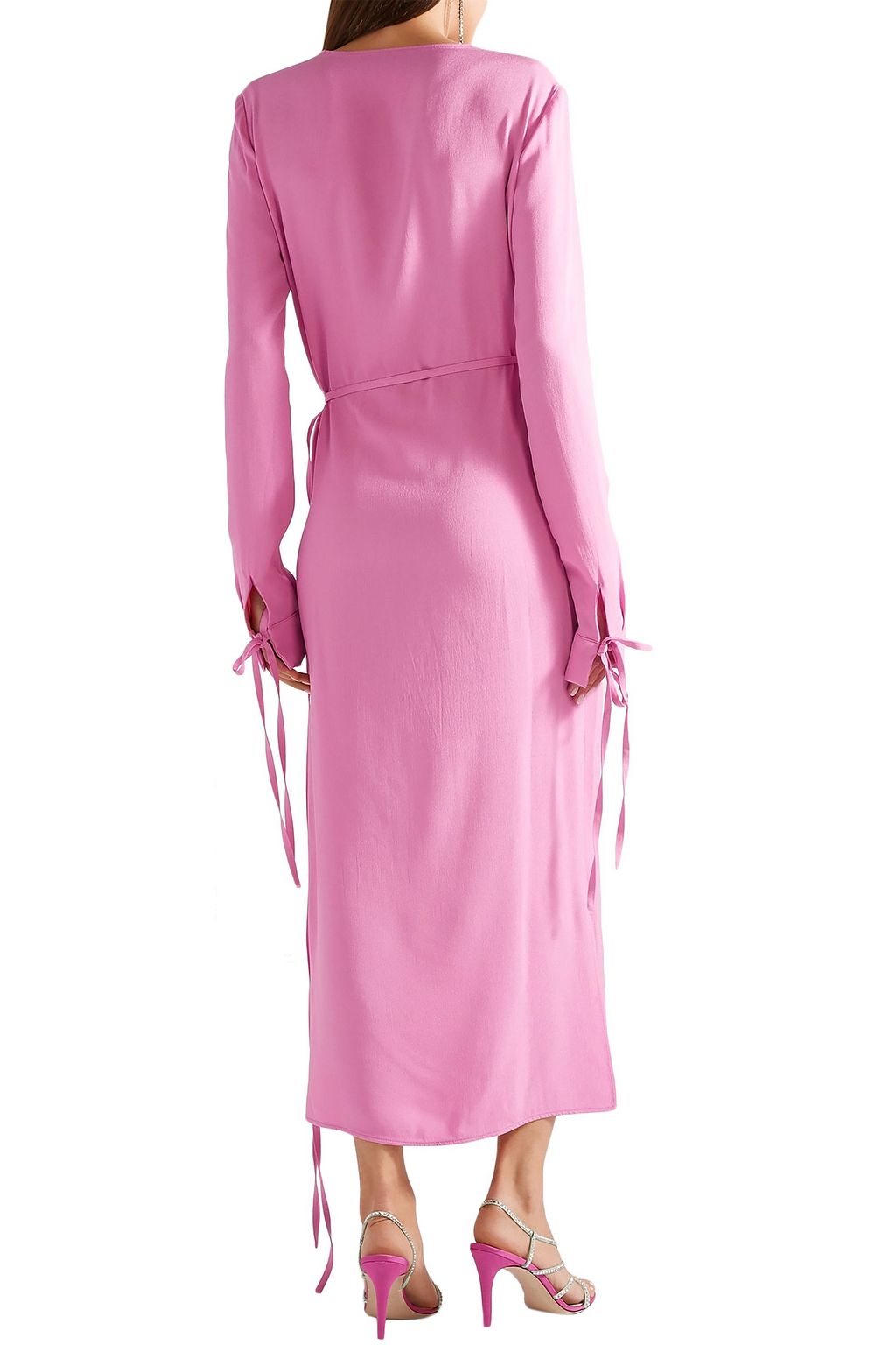 THE ATTICO Crepe midi wrap dress