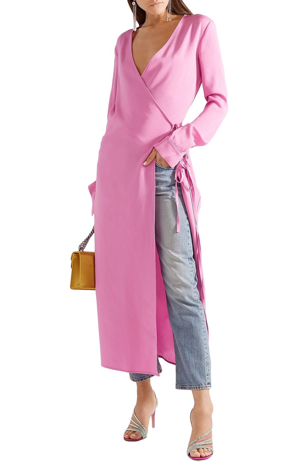 THE ATTICO Crepe midi wrap dress
