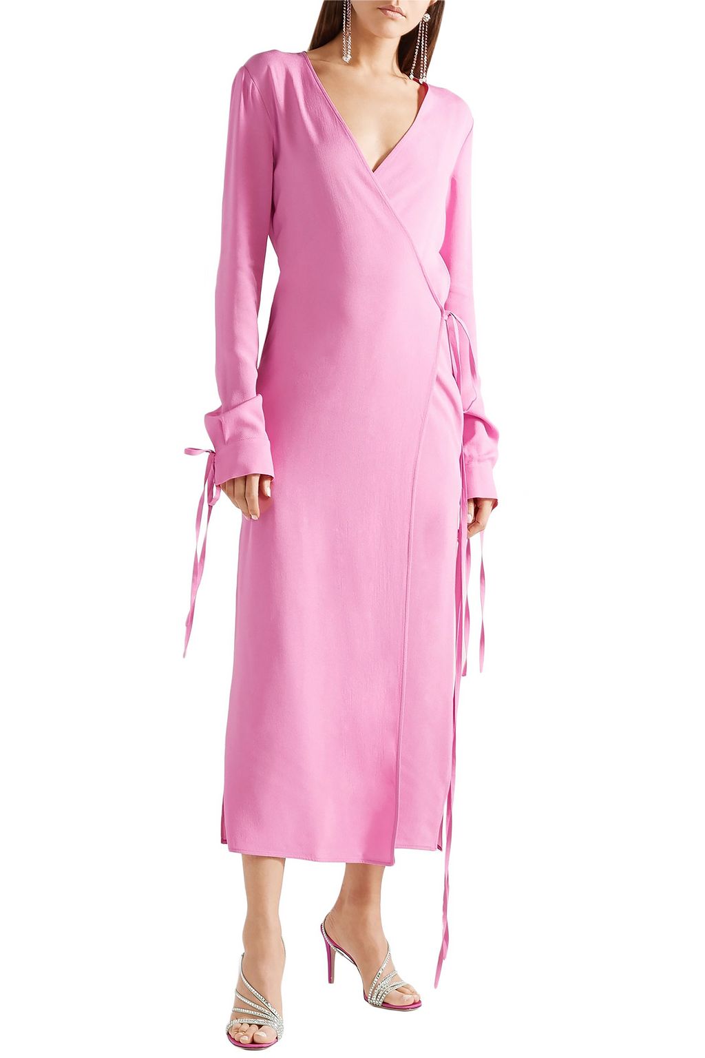 THE ATTICO Crepe midi wrap dress