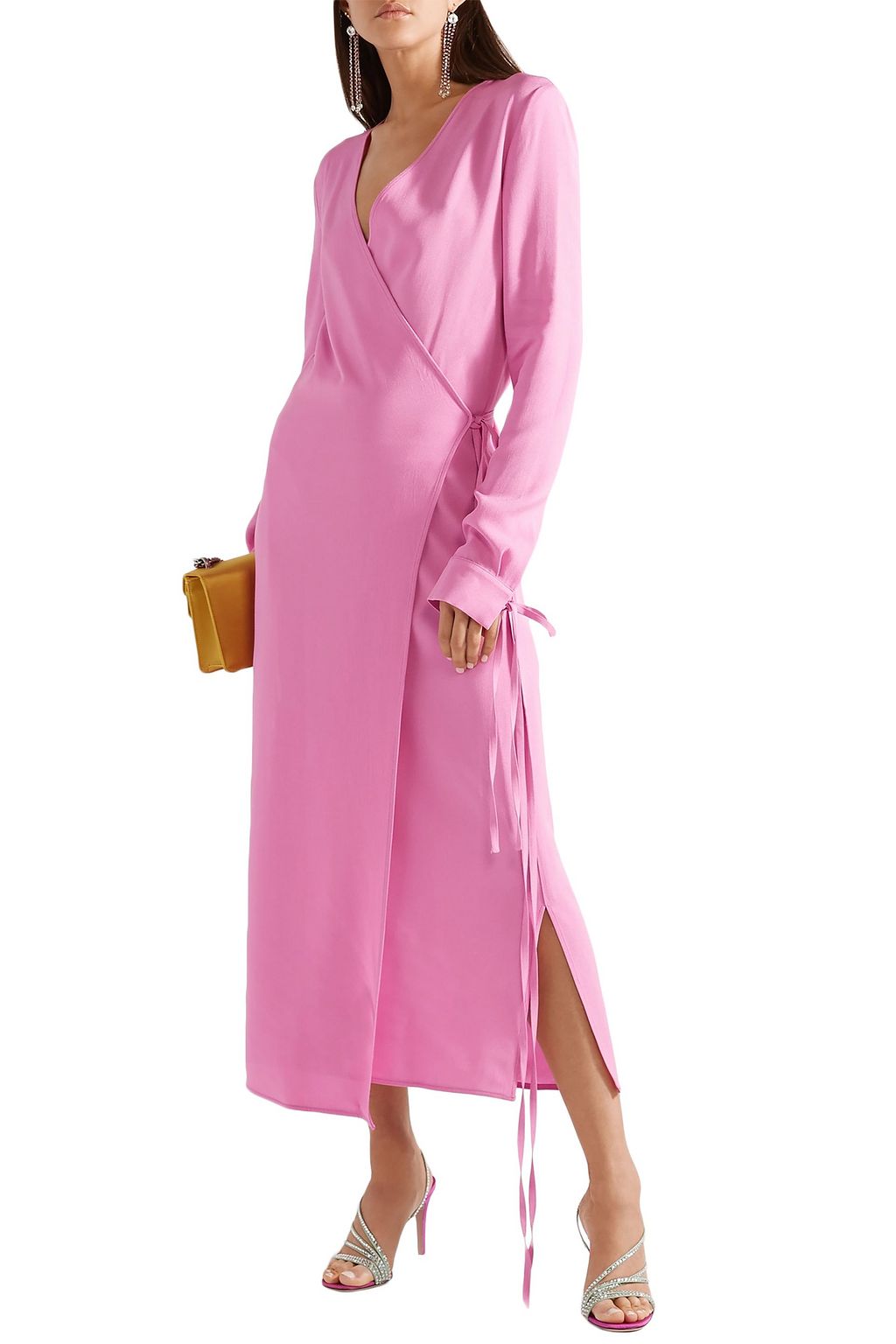 THE ATTICO Crepe midi wrap dress