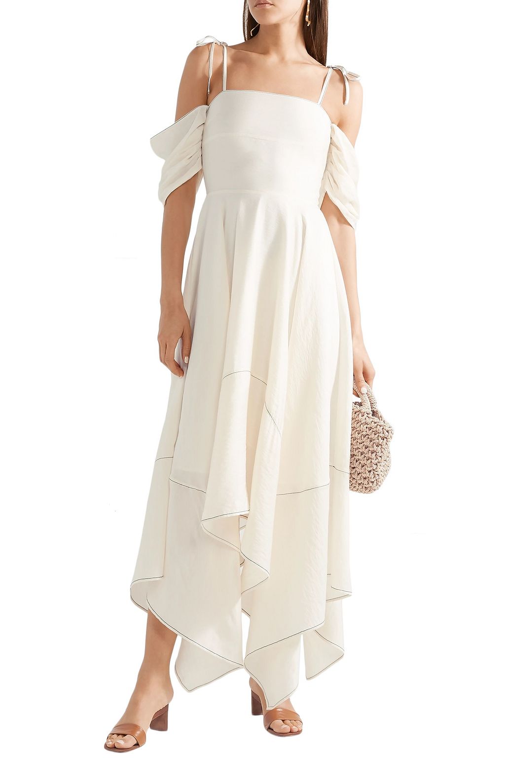 REJINA PYO Cold-shoulder jacquard midi dress