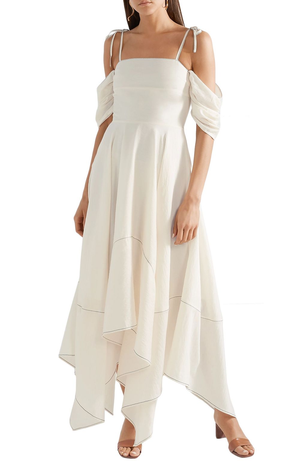 REJINA PYO Cold-shoulder jacquard midi dress