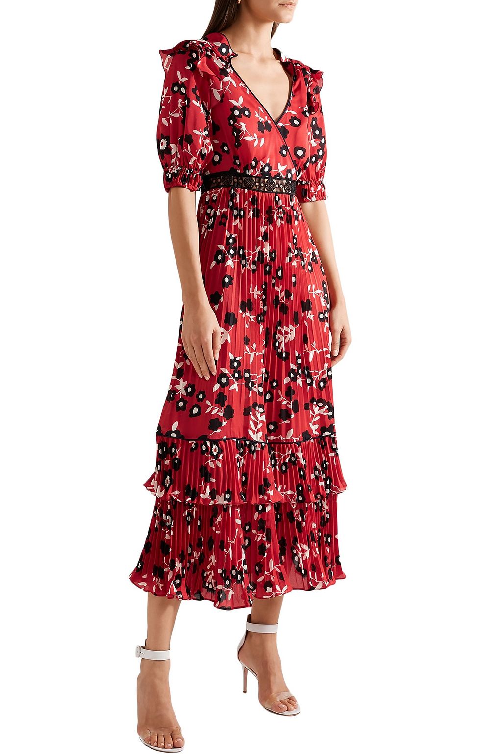 flower print tiered midi dress