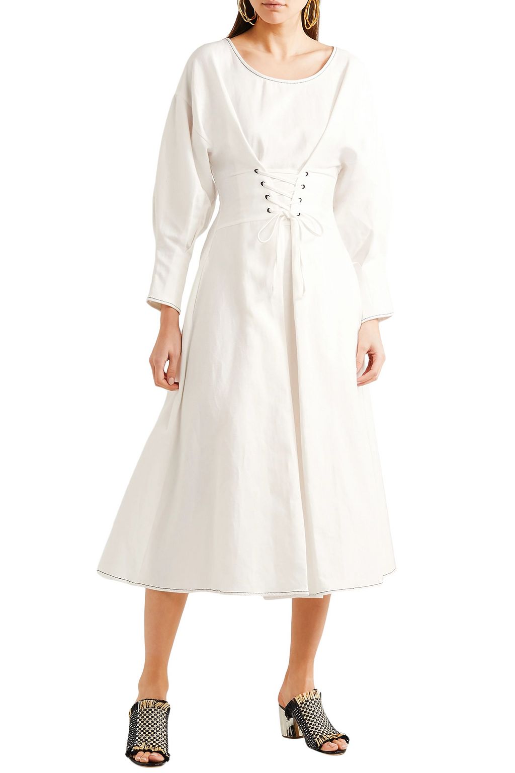 REJINA PYO Irene linen and cotton-blend midi dress