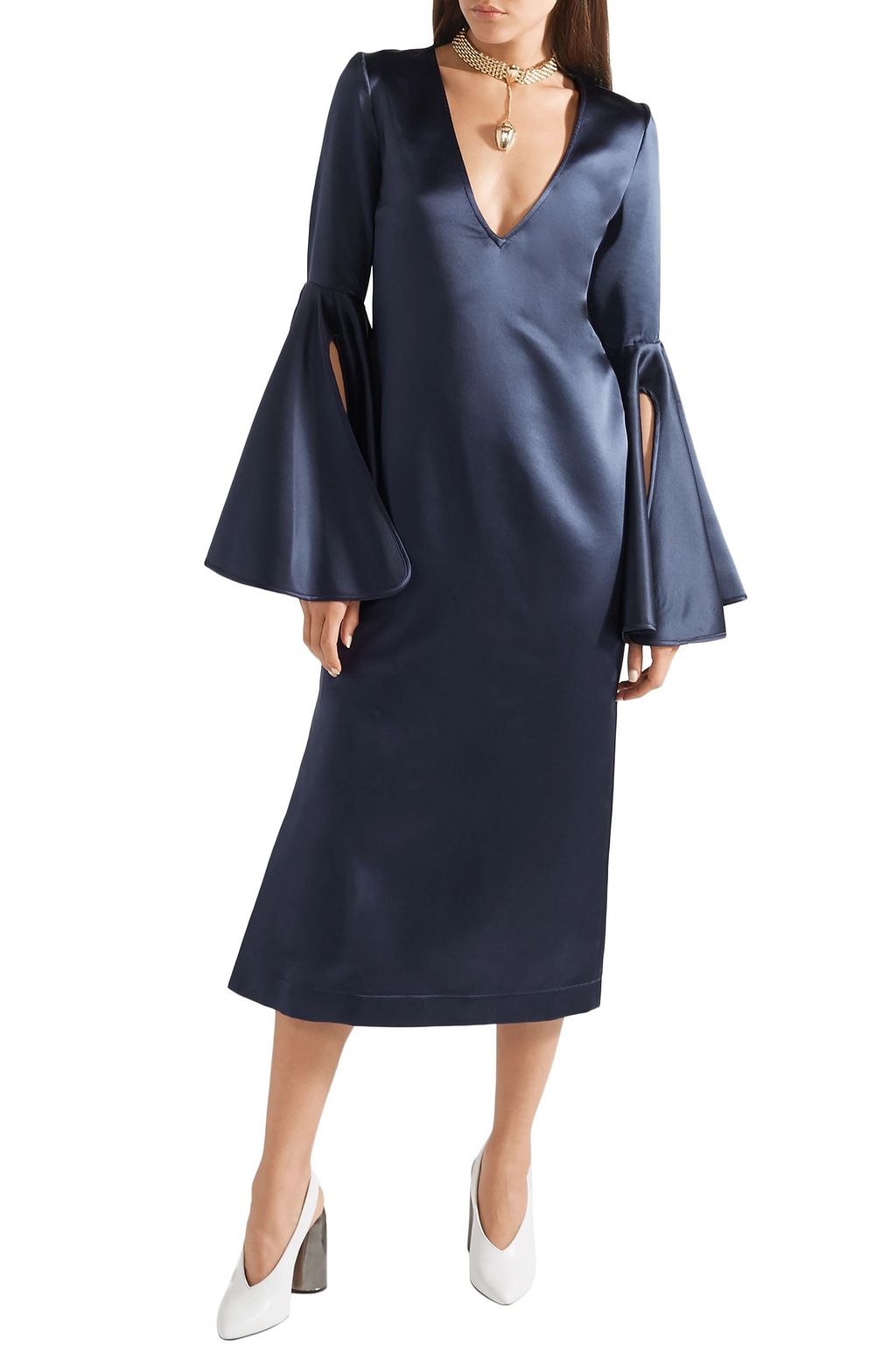 ELLERY Clover silk-satin midi dress