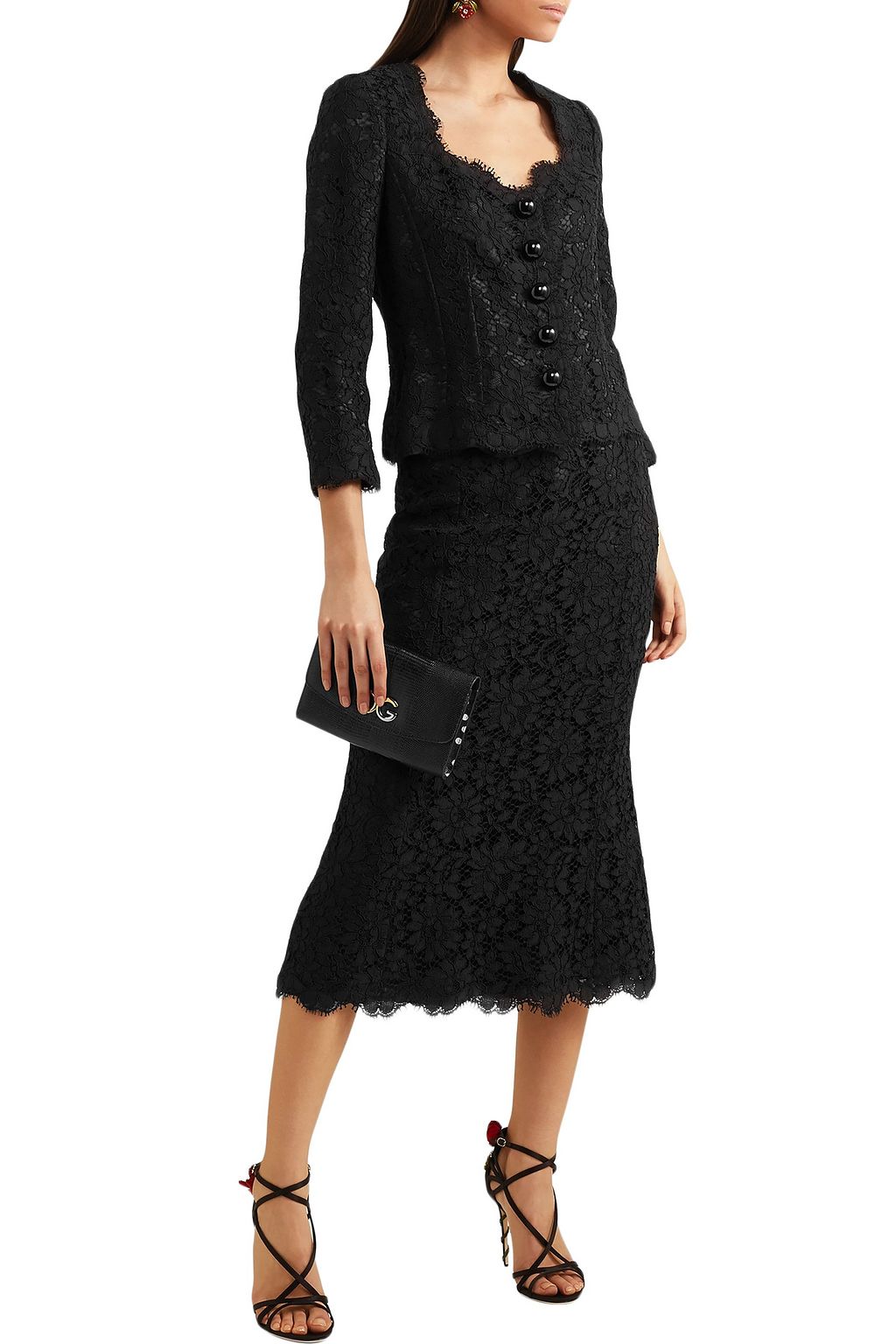 DOLCE&GABBANA Cotton-blend corded lace blouse