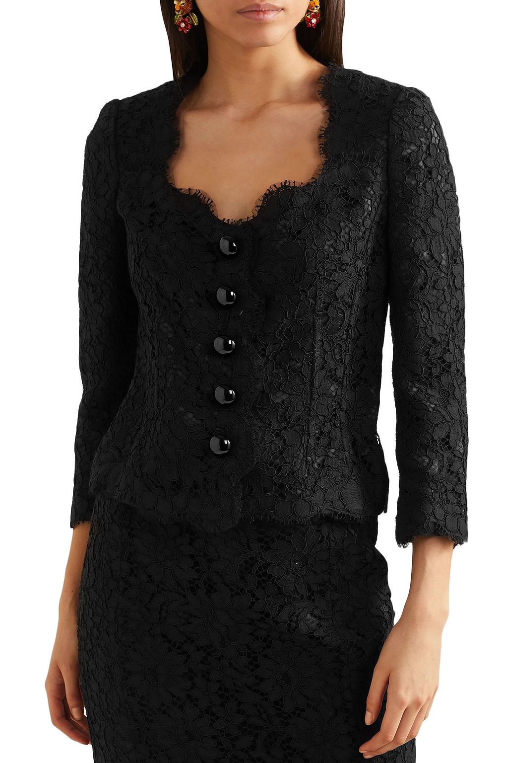 DOLCE&GABBANA Cotton-blend corded lace blouse