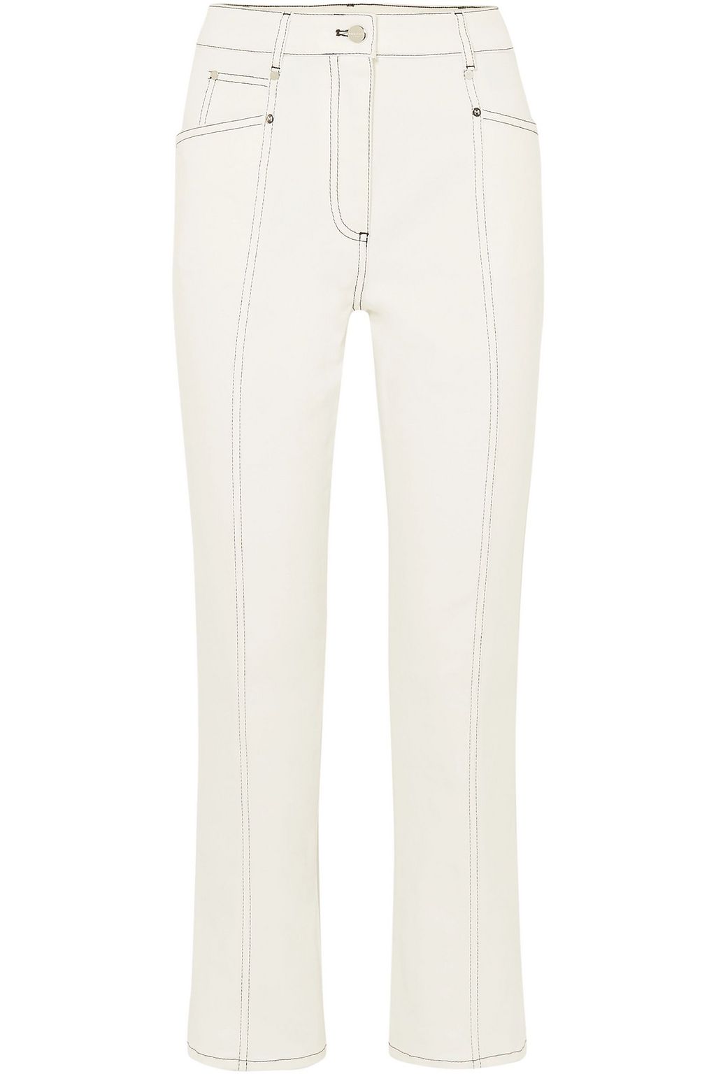 white cropped bootcut jeans