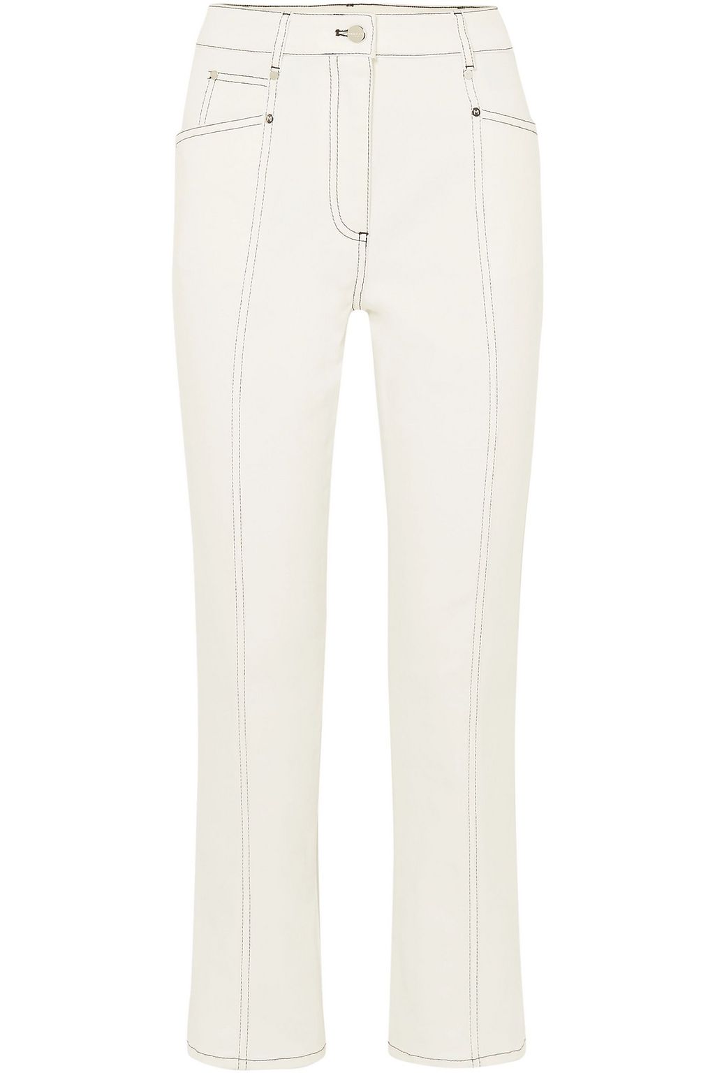 white cropped bootcut jeans