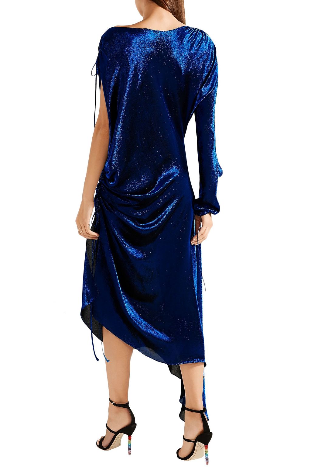 JUAN CARLOS OBANDO Asymmetric metallic stretch silk-blend maxi dress