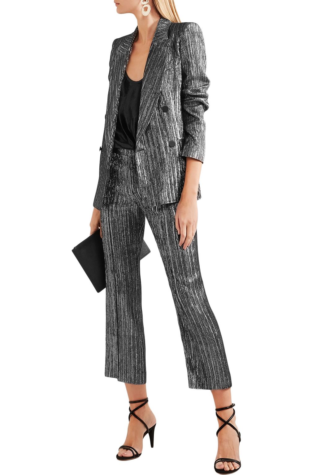 ISABEL MARANT Dansley cropped textured-lamé straight-leg pants